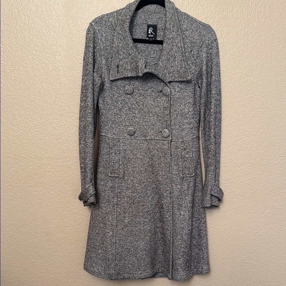 Gray Double-Breasted Cozy Trench Coat- Small
